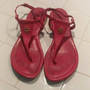 Tory Burch red leather sandals